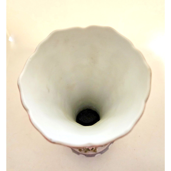 VASE/SHELF DECOR-C. Sadek 6186-Unglazed Porcelain-Molded Flowers-Pink-Gray-10" - Picture 8 of 11